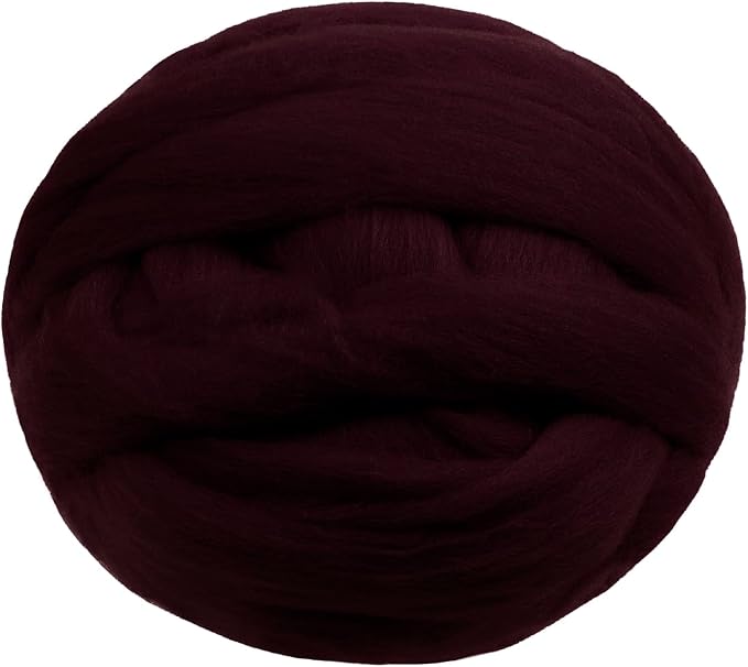 JeogYong Needle Felting Wool, 3.53oz Wool Roving Chunky Wool Yarn, Dark Maroon by JeogYong