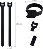 100 PCS 12 Inches Black Reusable Cable Ties, Cable Organizer, Cord Wrap and - Image 2