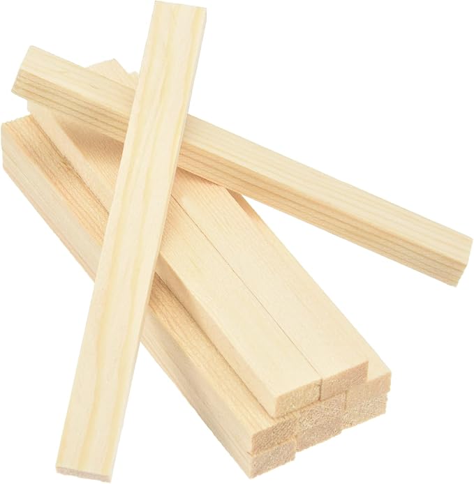 MECCANIXITY 10Pcs Wood Strips Slats, 9/32" x 3/8" x 4" Thin Wood Sticks Flat by MECCANIXITY