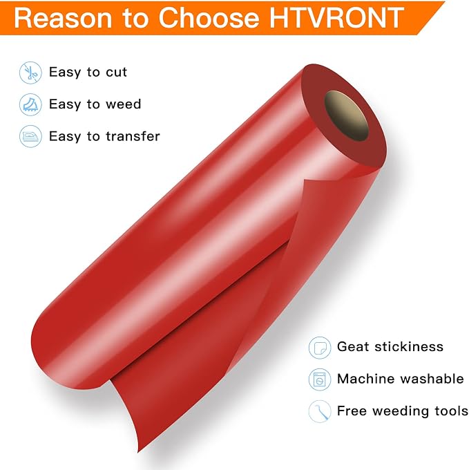 HTVRONT Heat Transfer Vinyl Red HTV Vinyl Rolls - Image 3
