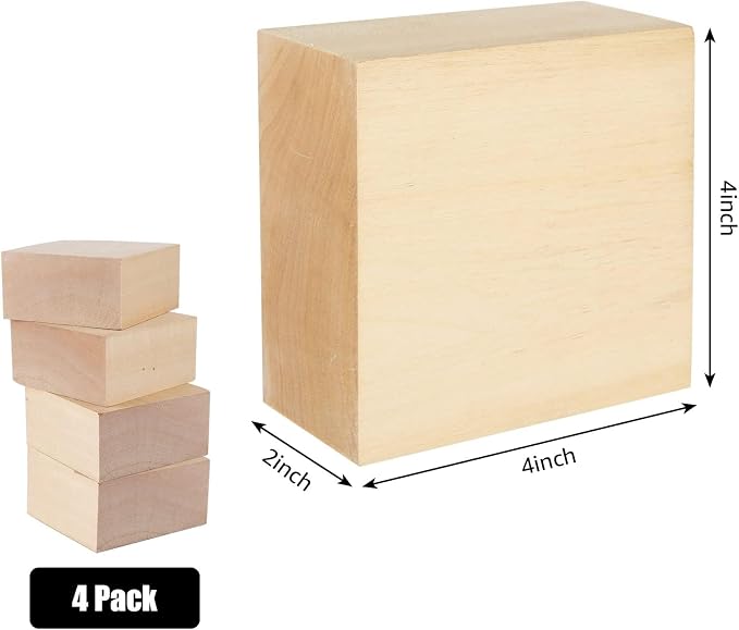 SHUESS 4 PCS Basswood Carving Blocks 4 X 4 X 2 inch Basswood - Image 3
