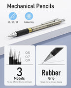 Nicpro Gold Art Mechanical Pencil Set, Metal Drafting Pencil 0.5, 0.9mm & 2mm - Image 3