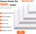 Shuttle Art 36 Pack Canvas for Painting, 100% Cotton Blank Canvas Boards - Image 3