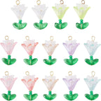 FASHEWELRY 60Pcs Mixed Color Transparent Acrylic Flower Charms 14-26mm Colorful - Image 6