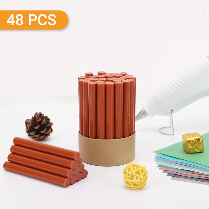 Brick Red Hot Glue Stick, Manarty 48 PCS Full Size 0.43" Dia x 4" Long Hot Melt - Image 7
