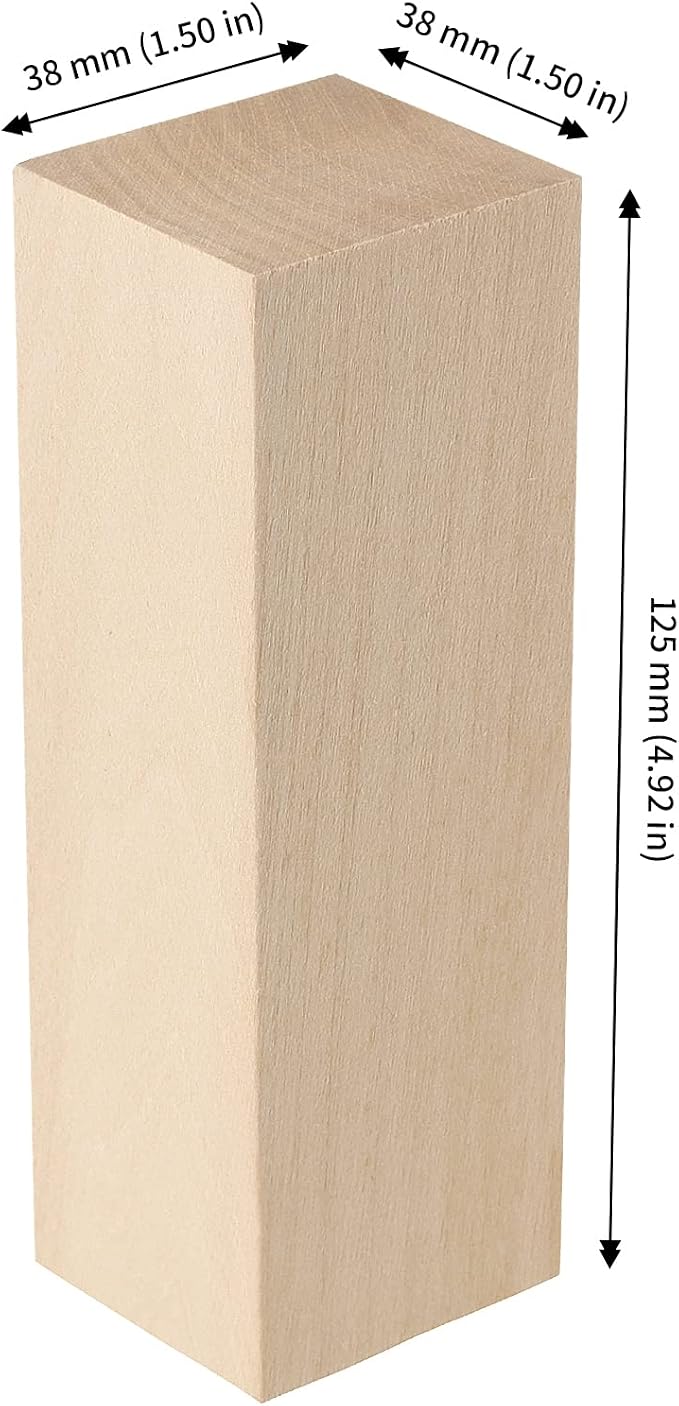 JAPCHET 12 Pieces 5 x 1-1/2 x 1-1/2 Inch Basswood Carving Blocks, Natural - Image 2