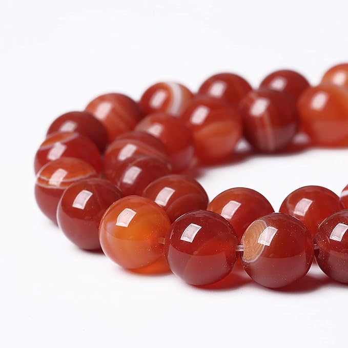 32PCS 12mm Natural Red Striped Agate Beads Round Loose Gemstone Beads - Image 4
