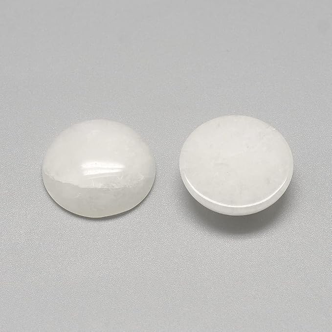 FASHEWELRY 50Pcs Natural White Jade Cabochons Flat Back Gemstone Cabochons Half - Image 2