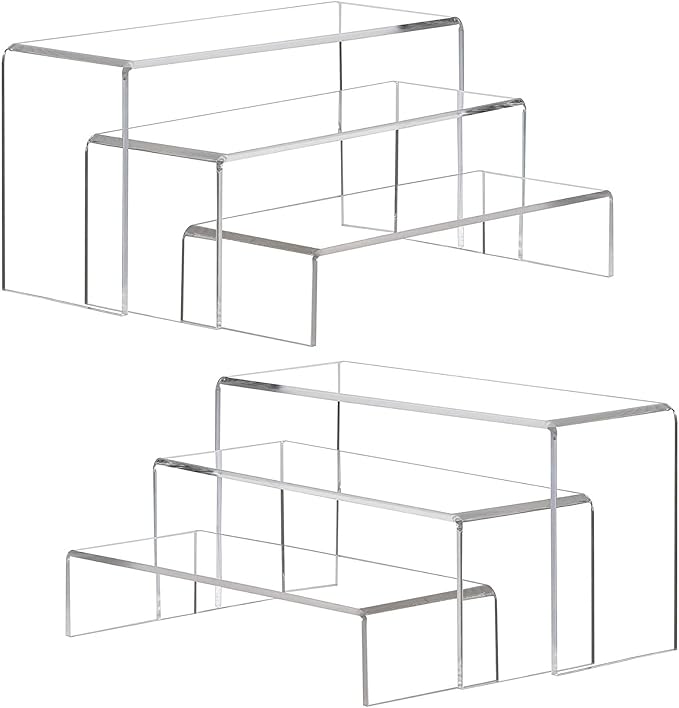 ANDGOO Large Acrylic Display Risers, 2 Sets Clear Rectangular Showcase by ANDGOO