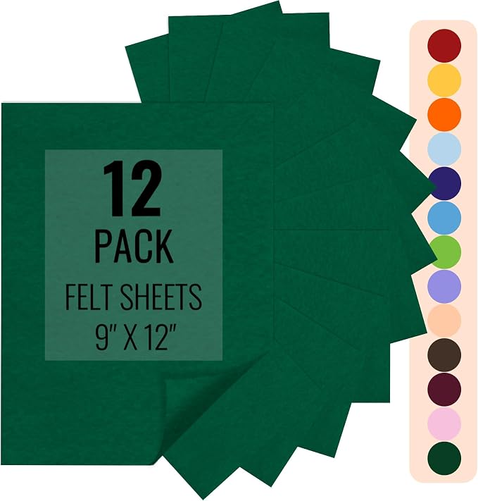 IONTACH 9" X 12" Felt Fabric Sheets 1.6mm Thick | Soft Felt by IONTACH