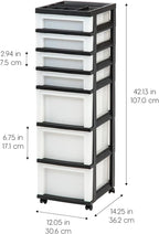 IRIS USA 2 Pack 7-Drawer Plastic Storage Rolling Organizer Cart - Image 3