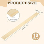 MECCANIXITY 10Pcs Wood Strips Slats, 5/64" x 1‑1/4" x 16" Thin Wood Sticks Flat - Image 2