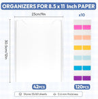 42 Pack 8.5x11 Scrapbook Paper Storage Organizer w/120 Label Stickers, Photos - Image 3