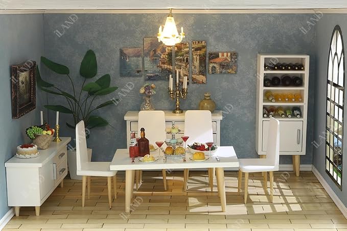 iLAND Dollhouse Furniture on 1/12 Scale of Dining-Room, Wooden Doll House - Image 7