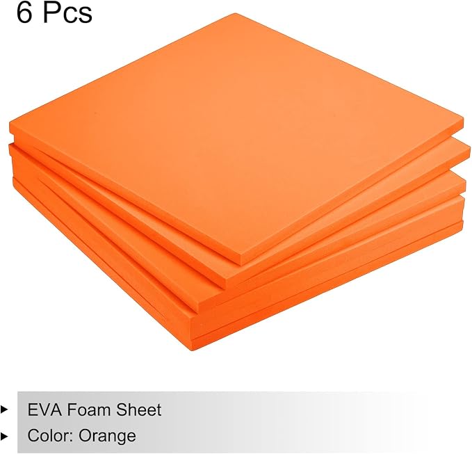MECCANIXITY EVA Foam Sheets Orange 9.8 Inch x 9.8 Inch 7mm Thick Crafts Foam - Image 3