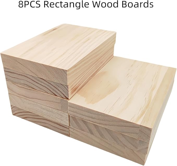 8PCS Rectangle Wood Boards Unfinished Wood Blocks - Image 2