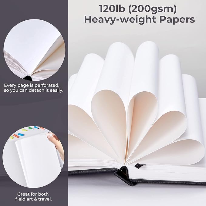 Ohuhu Mix Media Pad, 120 LB/200 GSM Heavyweight Papers, 78 Sheets/156 Pages - Image 6