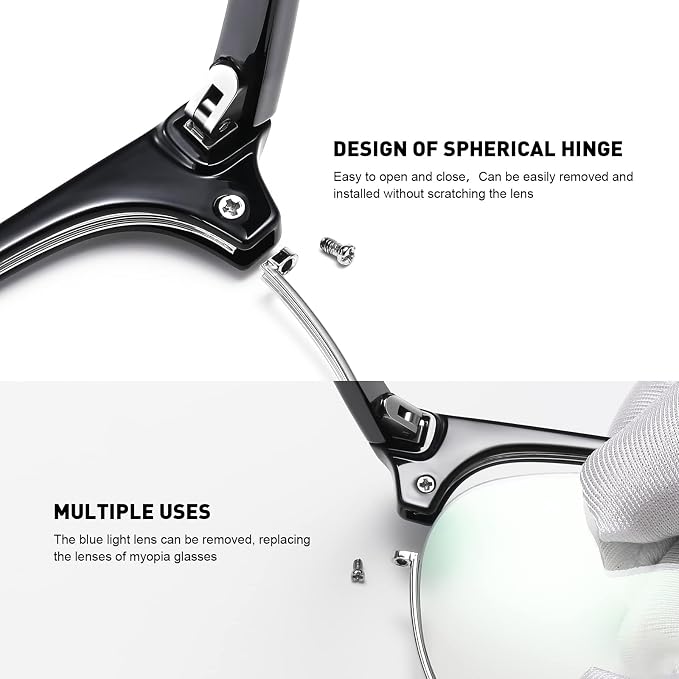 Blue Light Blocking Glasses Vintage Half Frame UV Clear Lens Anti Eyestrain - Image 5