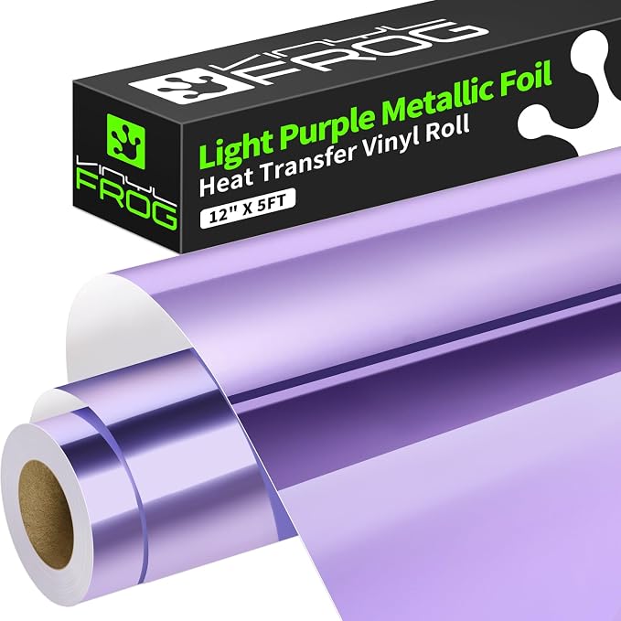 VINYL FROG Light Purple Metallic Foil Heat Transfer Vinyl Roll 12" x5ft Light by VINYLFROG