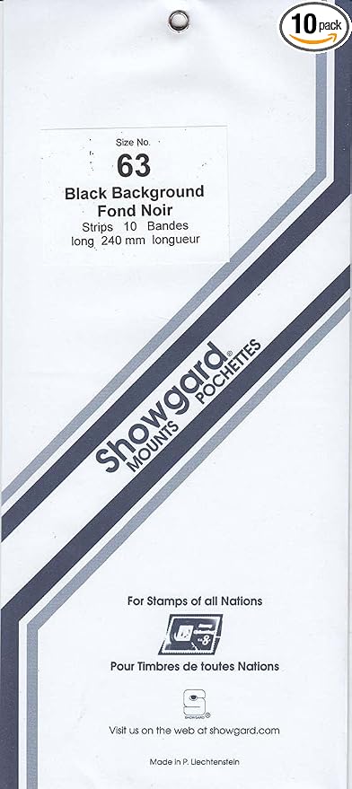 Strip Style Black Stamp Mounts Size 63 by Showgard