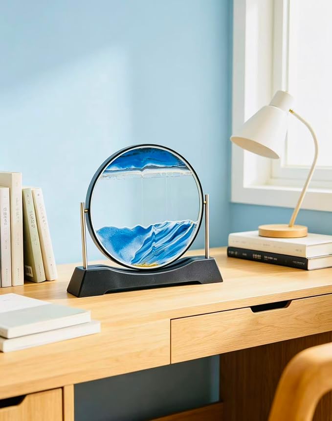 3D Moving Sand Art Glass Ornament, Stress Relief Desk Decor Gift - Image 2