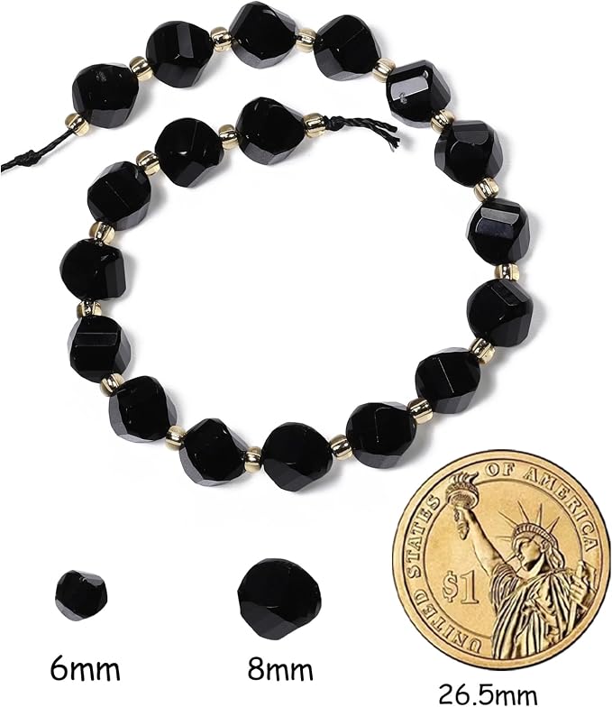 34pcs Natural Black Tourmaline Stone Beads - Image 2
