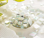 Lanyani 430Pcs Iridescent White Glass Mosaic Tiles Variety Styles Mosaic Tiles - Image 7
