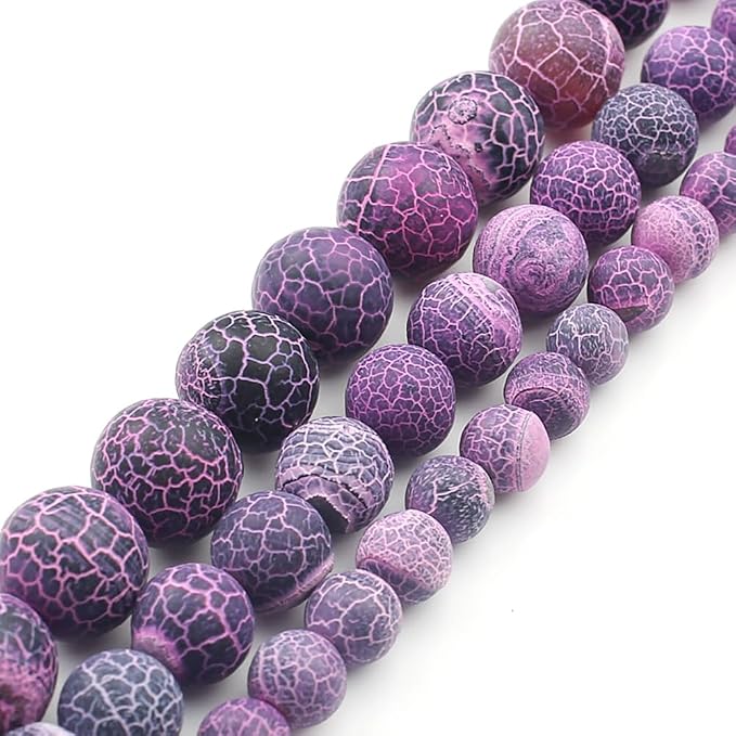 60pcs Natural Matte Purple Oxidized Gemstone Beads，6mm Frosted Round Loose - Image 7
