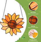 Lewondr Sunflower Stained Glass Window Hanging, Handcrafted Stained Glass - Image 3