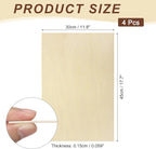 MECCANIXITY 4pcs Basswood Sheet 12" x 18" x 1/16" Thin Unfinished Wood Plywood - Image 2