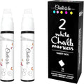 White Jumbo Chalk Markers - 15mm Window Markers | Pack of 2 White pens - Use on by Chalkola