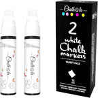 White Jumbo Chalk Markers - 15mm Window Markers | Pack of 2 White pens - Use on by Chalkola