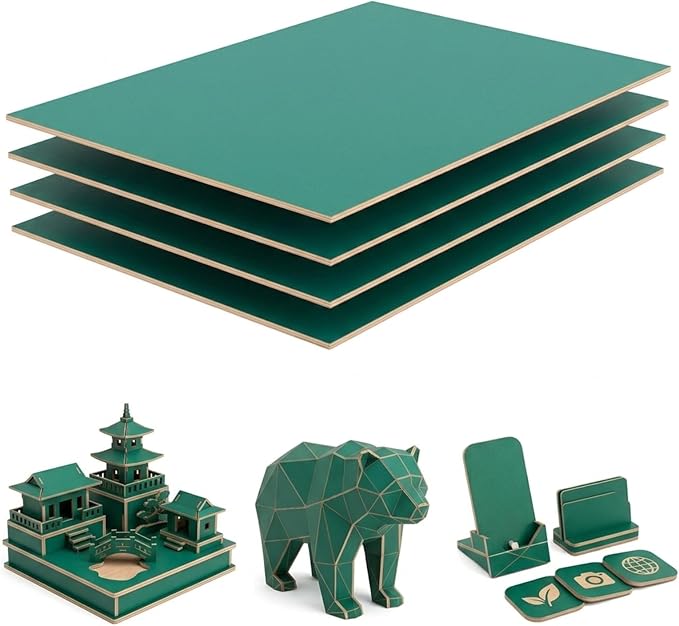 4 Pack Double-Sided Pre-Painted Colored Plywood Sheets, 11.7"x8.27"x1/8" by Creatorally