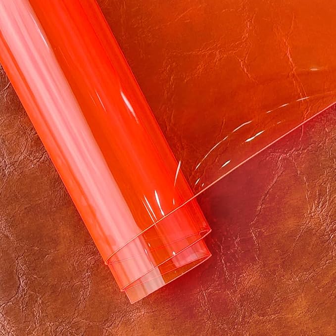 HYANG Tomato Transparent PVC Super Clear Holographic Vinyl Faux Leather Sheets - Image 3