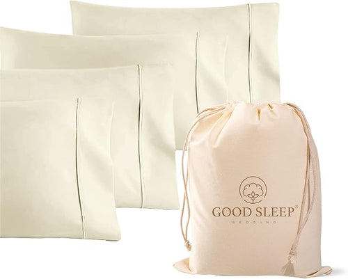 1000 TC Ivory Standard Pillowcases Set of 4 100% Egyptian Cotton Pillow Cases by GoodSleepBedding