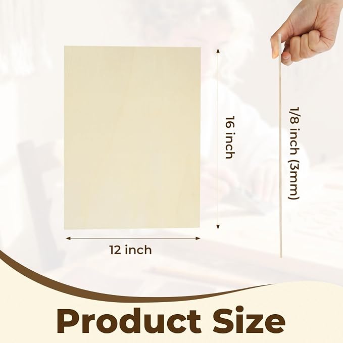 24 Pack Basswood Plywood Sheets 12"x16"x1/8", Basswood - Image 2