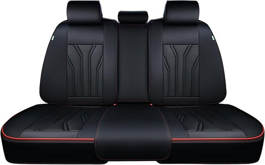 FLORICH Rear Seat Covers Leather Car Seat Covers Waterproof Back Seat Cover Automotive Seat Covers Universal Seat Cushion Protector for Most Cars Trucks SUV-Black&Red Line
