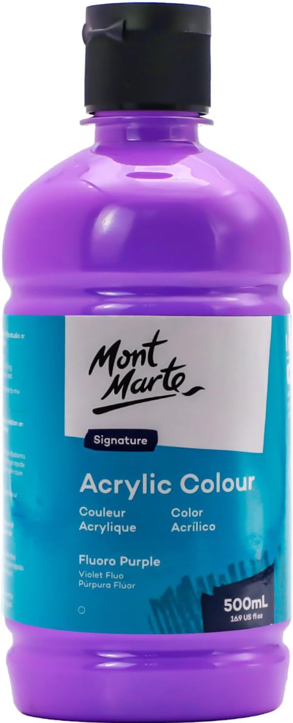 Mont Marte Signature Fluoro Purple Acrylic Paint, Semi-Matte Finish, 12 Colors by MontMarte