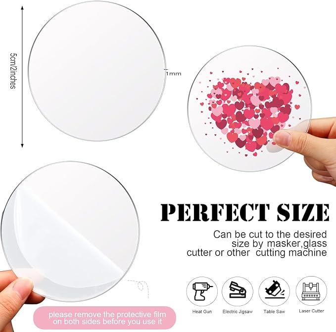 Jetec 30 Pcs 2 Inch Acrylic Circle Blanks Clear Disc Round Transparent Acrylic - Image 2