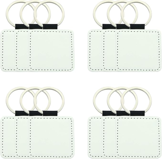 12 Pcs Sublimation Blank Keychains, PU Leather White Keychains Ornament Pendants by Goodhelperathome