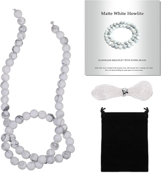 6mm Matte White Howlite Bead, 15-Inch Matte Round Loose Stone Beads by THRELE