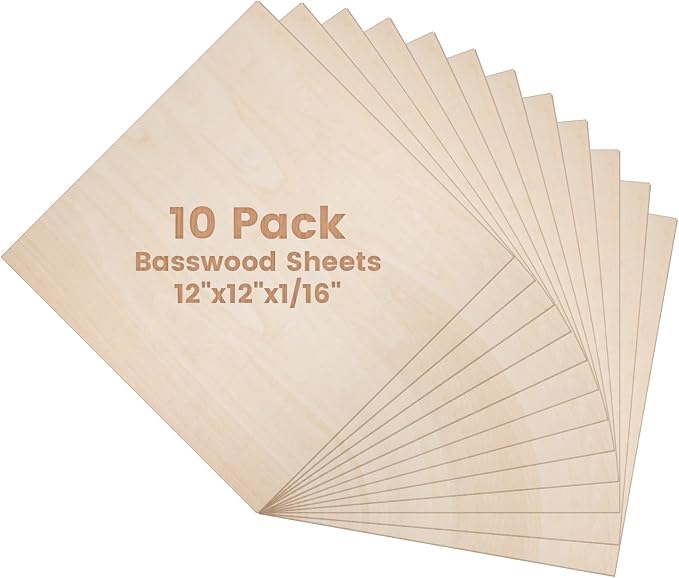 10Pack Basswood Sheets 1/16, 11.8"*11.8" 1.5mm Basswood by Unknown