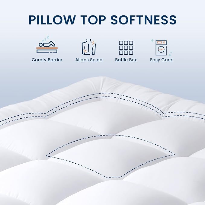 YUGYVOB Mattress Pad Extra Thick, and Breathable King Mattress Topper 8-21" - Image 2