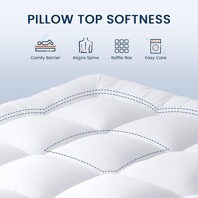 YUGYVOB Mattress Pad Extra Thick, and Breathable Twin Mattress Topper 8-21" - Image 2