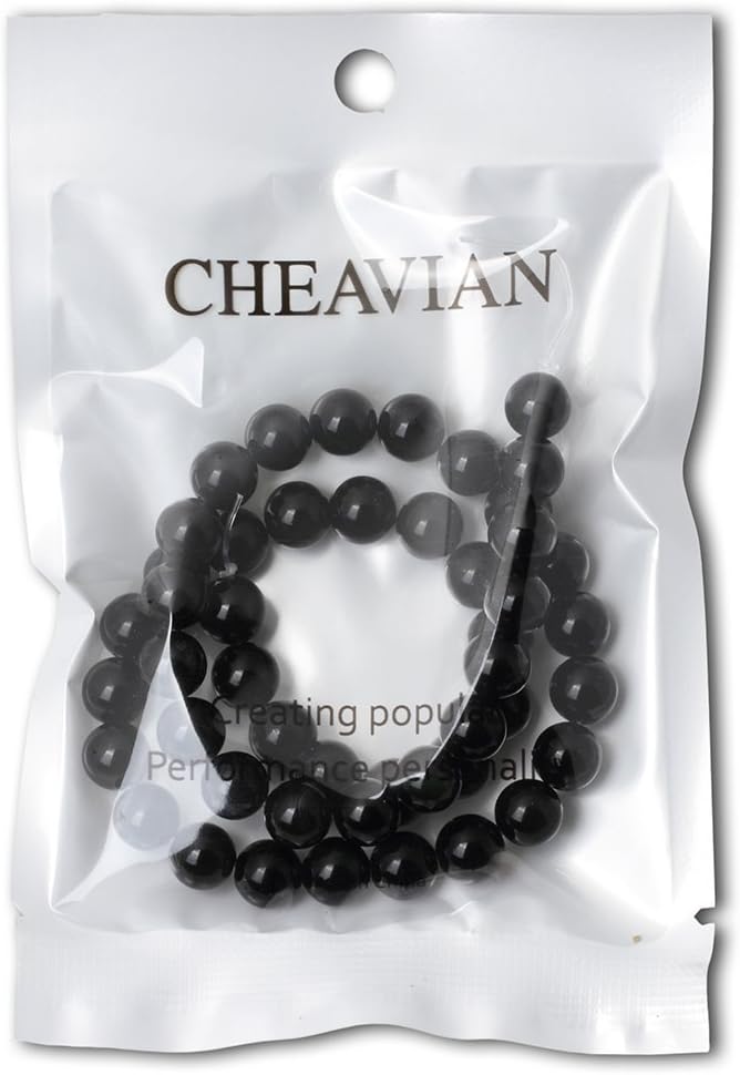 45PCS 8mm Natural Black Obsidian Gemstone Round Loose Beads Crystal Energy - Image 5