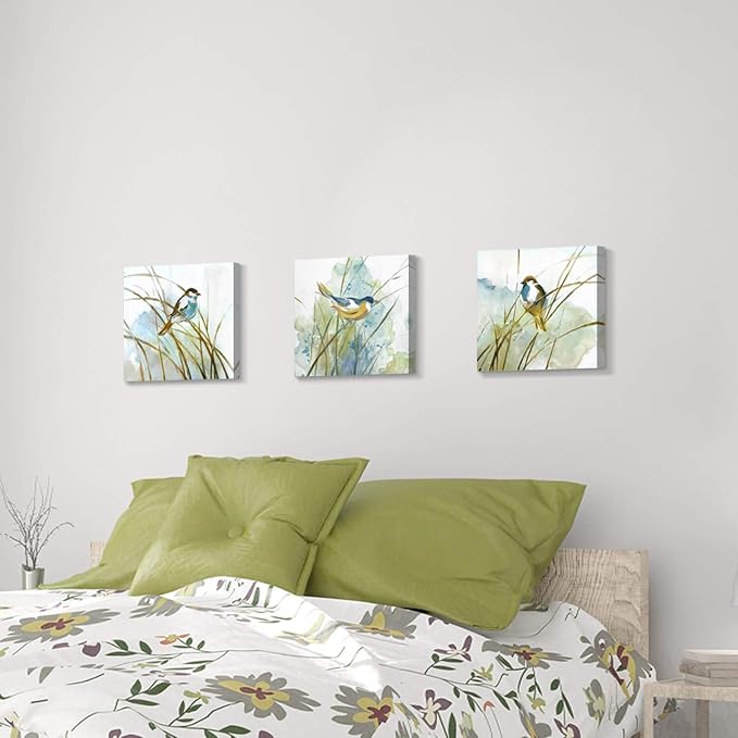 Hardy Gallery Abstract Birds Painting Wall Art: Colorful Birds in Grass Artwork - Image 4