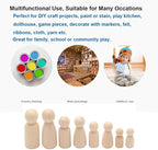 50 Pack Unfinished Wooden Peg Dolls & Figures - Image 6