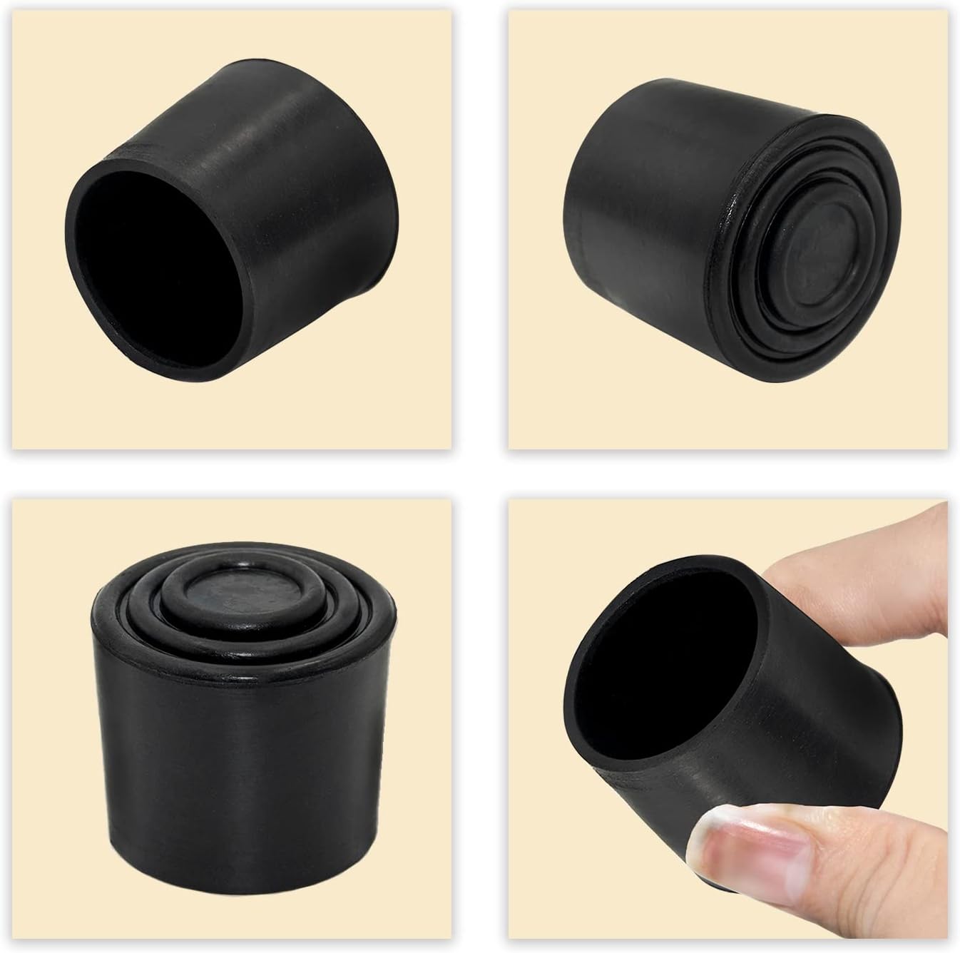 Flyshop Furniture Table Covers Non-Slip Durable Rubber Leg Tips Chair Leg Caps Floor Protector Round Black 4PCS Size 32mm, 1-1/4"