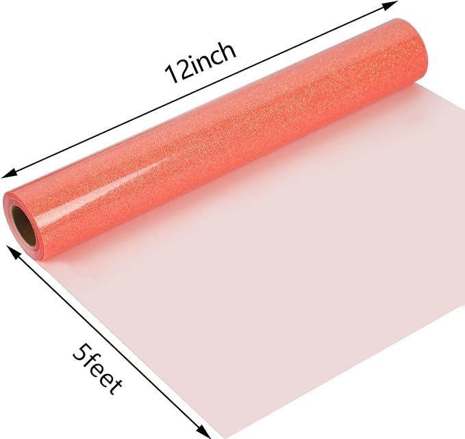 guangyintong Heat Transfer Vinyl Glow Glitter Orange Red HTV Rolls, Glitter HTV - Image 3