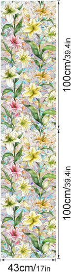 Lily Stained Glass Window Film Privacy, Rainbow Window Film Decorative Static - Image 2